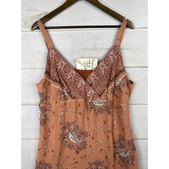 J Jill Dress Sz 18P Peach Floral Lined Chiffon Mini Slip Sleeveless Zip Boho NWT - Picture 2 of 12